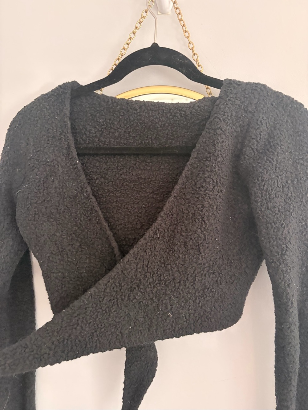 SKIMS Black Teddy Wrap Crop Top